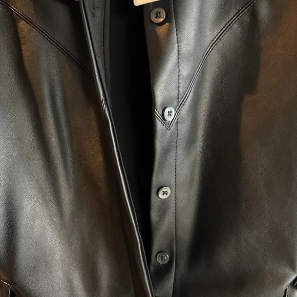 NWT Olivaceous Faux Leather Collared Dress - Picture 2 of 5